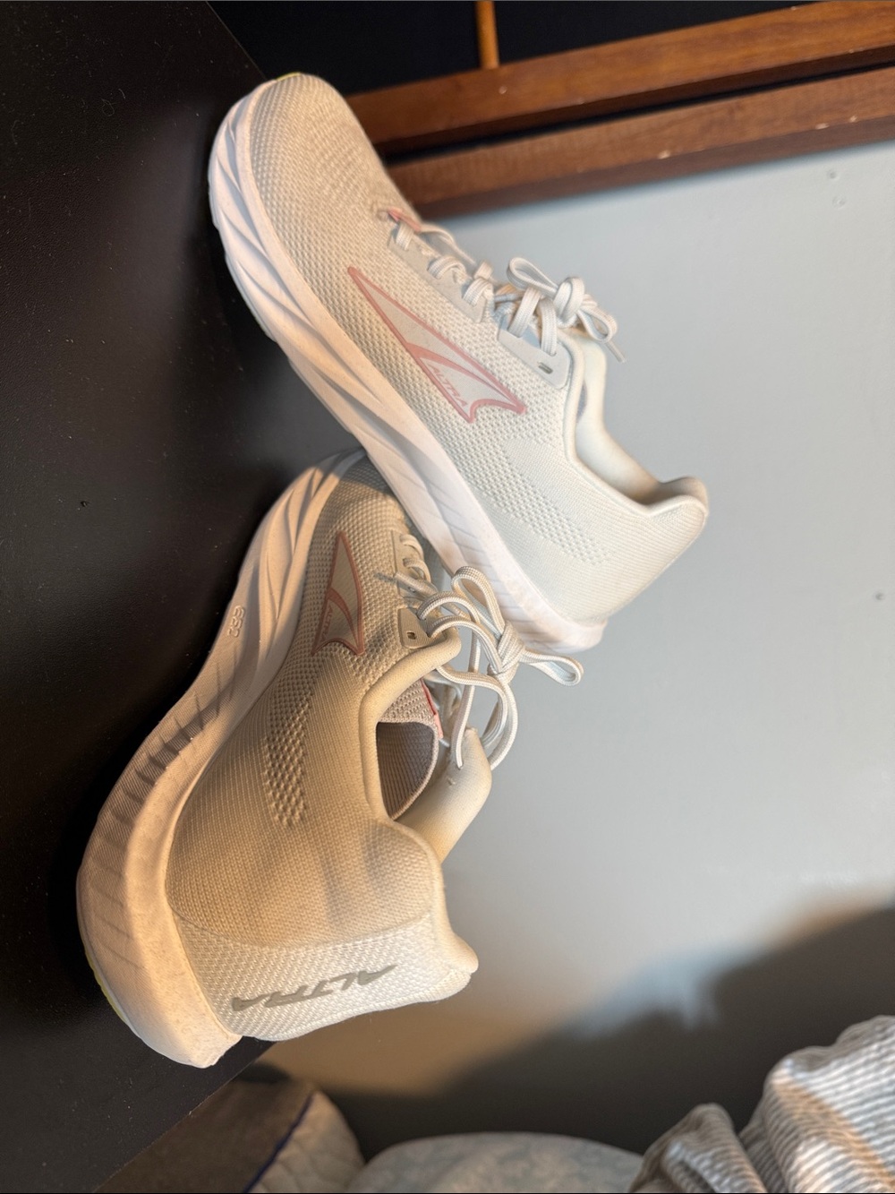 Altra Women’s White Running Shoes with Blush Logo